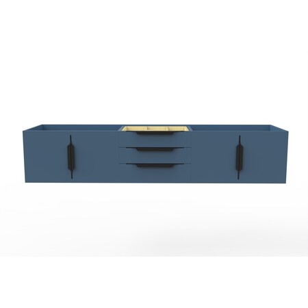 Castello Usa Alpine 72" Wall Mounted Blue Vanity Base with Black Handles CB-MC-72BLU-BL-VBO